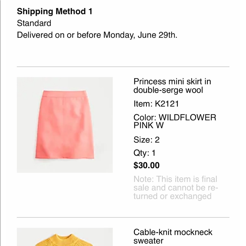 NWT J. Crew light pink wool miniskirt in size 2